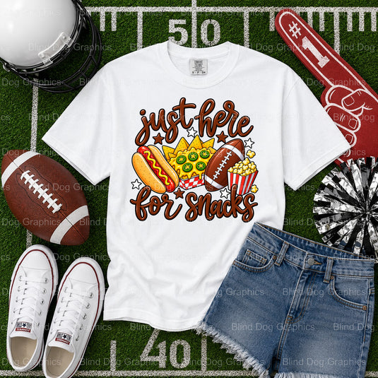 I'M JUST HERE FOR THE SNACKS – Football Premade DTF Transfer (view 2 of 2) – by Blind Dog Graphics – Premade Transfers – F...