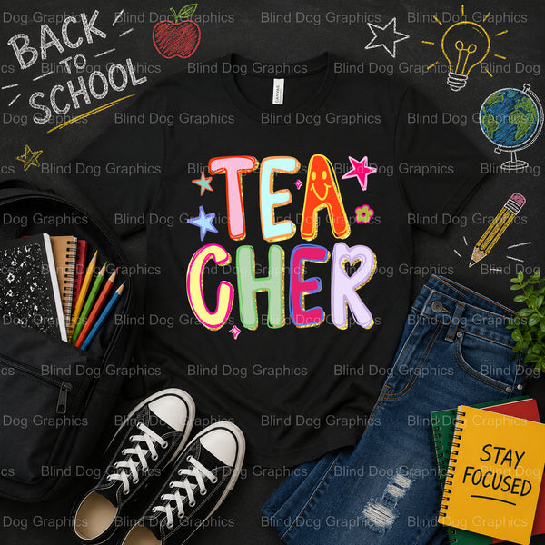 I TEACH TINY HUMANS – School Premade DTF Transfer (view 1 of 2) – by Blind Dog Graphics – Premade Transfers – School DTF T...
