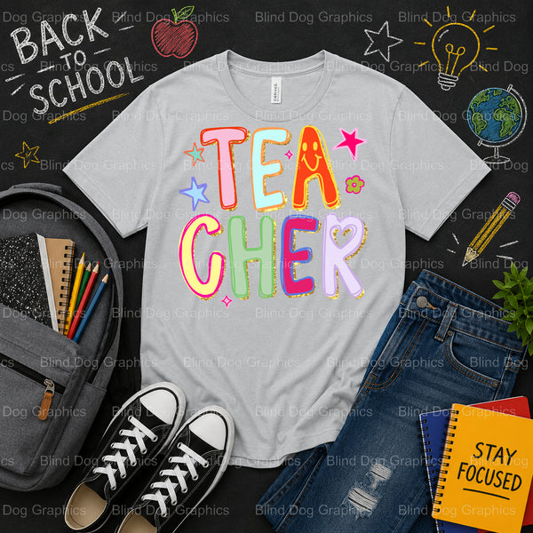 I TEACH TINY HUMANS – School Premade DTF Transfer (view 2 of 2) – by Blind Dog Graphics – Premade Transfers – School DTF T...