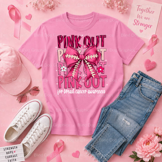 I WEAR PINK FOR MY SISTER - Breast Cancer Awareness Premade DTF Transfer (view 2 of 2) – by Blind Dog Graphics – Premade T...