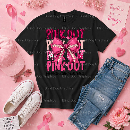 In October We Wear Pink - Breast Cancer Awareness Premade DTF Transfer (view 1 of 2) – by Blind Dog Graphics – Premade Tra...