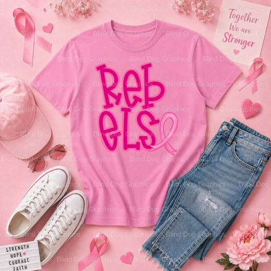 In October We Wear Pink - Breast Cancer Awareness Premade DTF Transfer (view 2 of 3) – by Blind Dog Graphics – Premade Tra...