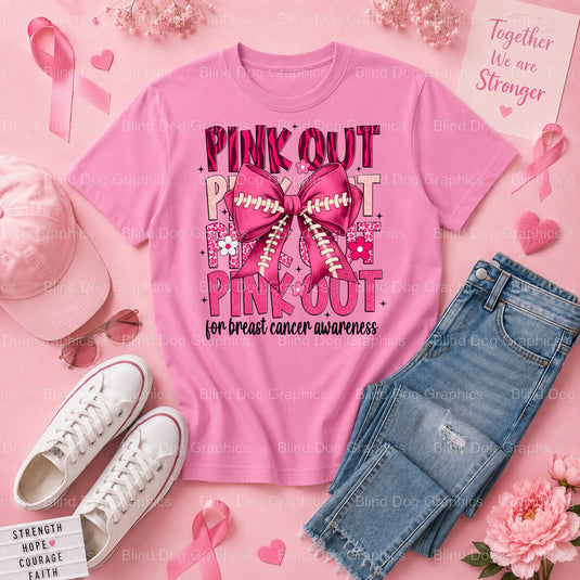 In October We Wear Pink - Breast Cancer Awareness Premade DTF Transfer (view 2 of 2) – by Blind Dog Graphics – Premade Tra...