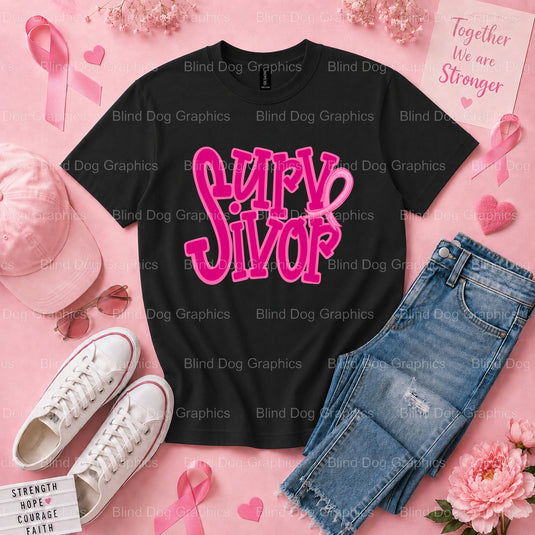 In This Family NO ONE FIGHTS ALONE - Breast Cancer Awareness Premade DTF Transfer (view 1 of 3) – by Blind Dog Graphics –...