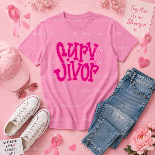 In This Family NO ONE FIGHTS ALONE - Breast Cancer Awareness Premade DTF Transfer (view 3 of 3) – by Blind Dog Graphics –...