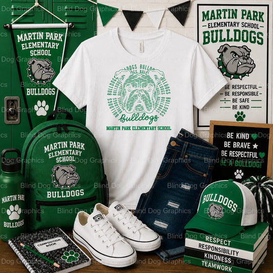 IT'S A GREAT DAY TO BE A BULLDOG! – Martin Park Elementary School Premade DTF Transfer (view 2 of 2) – by Blind Dog Graphi...