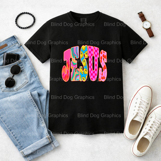 JESUS – Christian Premade DTF Transfer (view 1 of 2) – by Blind Dog Graphics – Premade Transfers – Christian, Faith