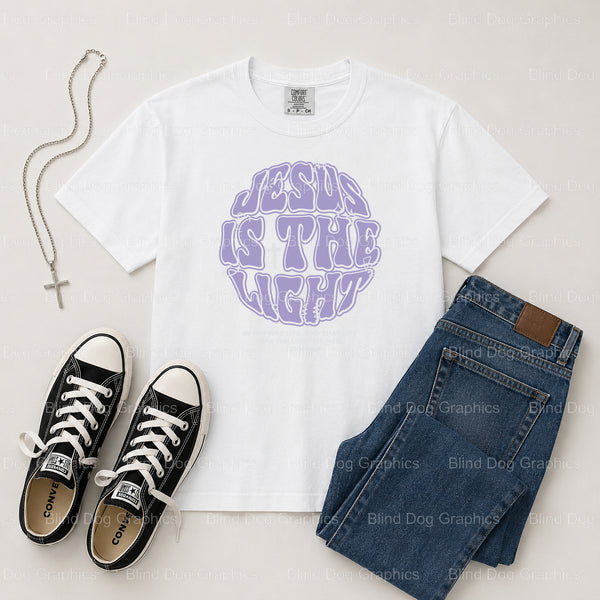 JESUS IS THE LIGHT – Christian Premade DTF Transfer (view 1 of 2) – by Blind Dog Graphics – Premade Transfers – Christian,...