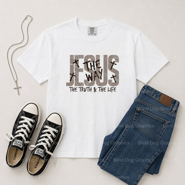 Jesus The Way The Truth The Life John 14:6 – Christian Premade DTF Transfer (view 1 of 2) – by Blind Dog Graphics – Premad...