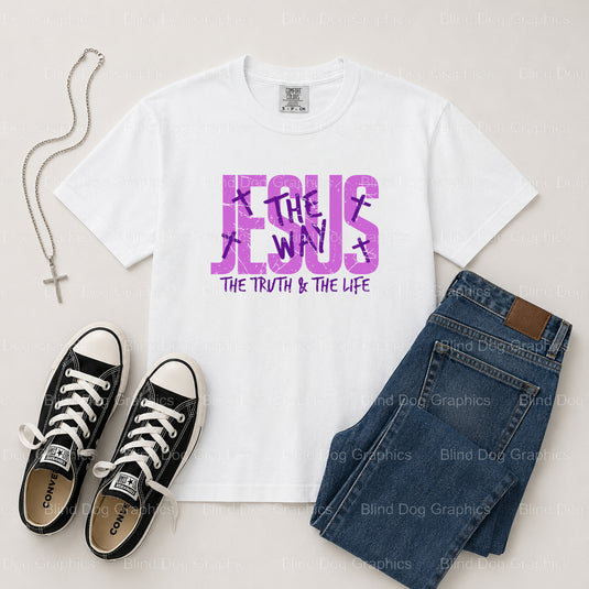 Jesus The Way The Truth The Life John 14:6 – Christian Premade DTF Transfer (view 2 of 2) – by Blind Dog Graphics – Premad...