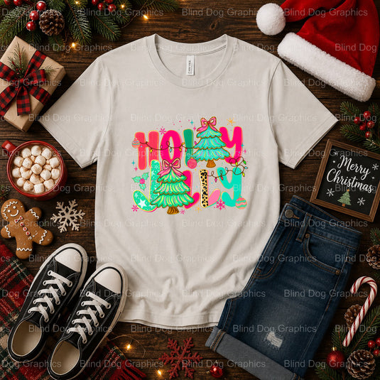 JOYFUL – Christmas Premade DTF Transfer (view 1 of 2) – by Blind Dog Graphics – Premade Transfers – Christmas, Holiday