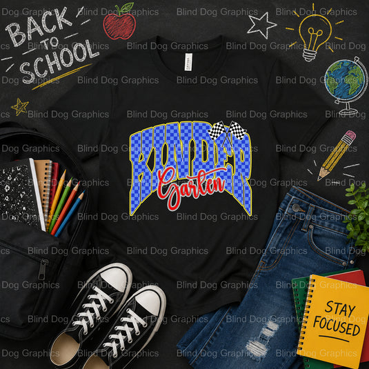 KINDERGARTEN – School Premade DTF Transfer (view 1 of 2) – by Blind Dog Graphics – Premade Transfers – School DTF Transfer...