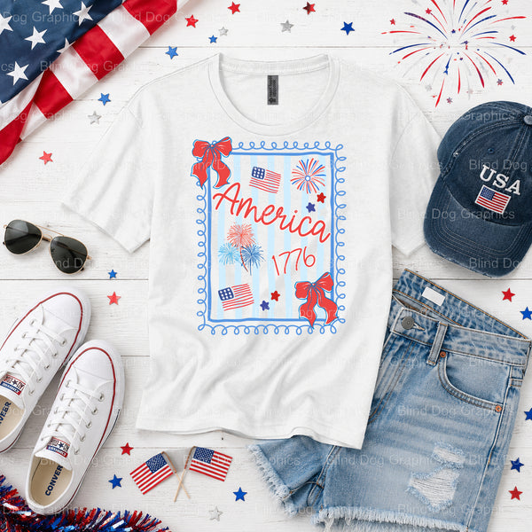 LAND OF THE FREE BECAUSE OF THE BRAVE – Fourth Of July DTF Transfer (view 1 of 2) – by Blind Dog Graphics – Premade Transf...