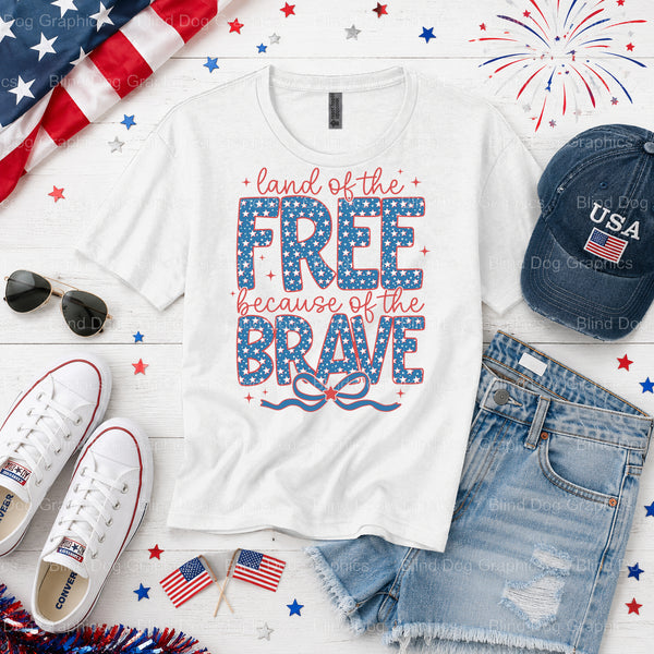 Land of the Free Because of the Brave – Fourth Of July DTF Transfer (view 2 of 2) – by Blind Dog Graphics – Premade Transf...