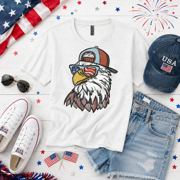 LAND OF THE FREE HOME OF THE BRAVE – Fourth Of July DTF Transfer (view 2 of 2) – by Blind Dog Graphics – Premade Transfers...