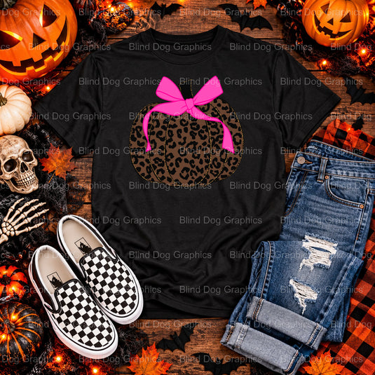 Leopard Print Pumpkin – Halloween Premade DTF Transfer (view 1 of 2) – by Blind Dog Graphics – Premade Transfers – Hallowe...