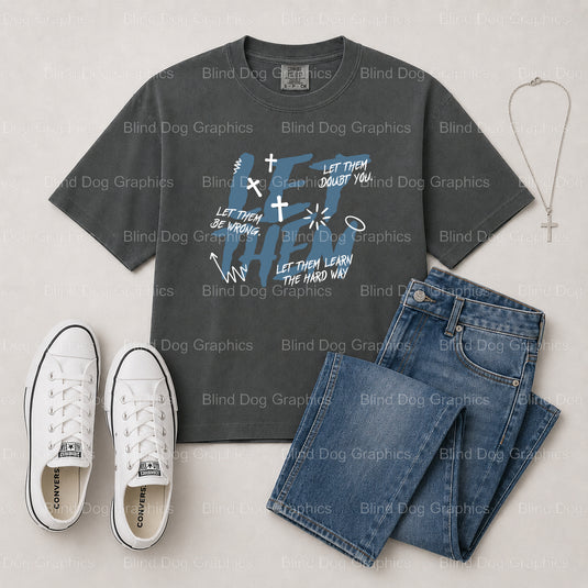 LET THEM RETRO – Christian Premade DTF Transfer (view 1 of 2) – by Blind Dog Graphics – Premade Transfers – Christian, Faith
