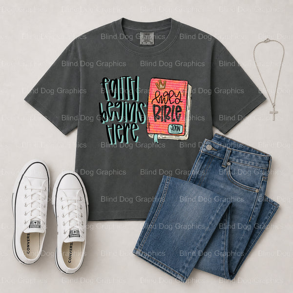 Let Your Faith Be Bigger Than Your Fear – Christian Premade DTF Transfer (view 2 of 2) – by Blind Dog Graphics – Premade T...