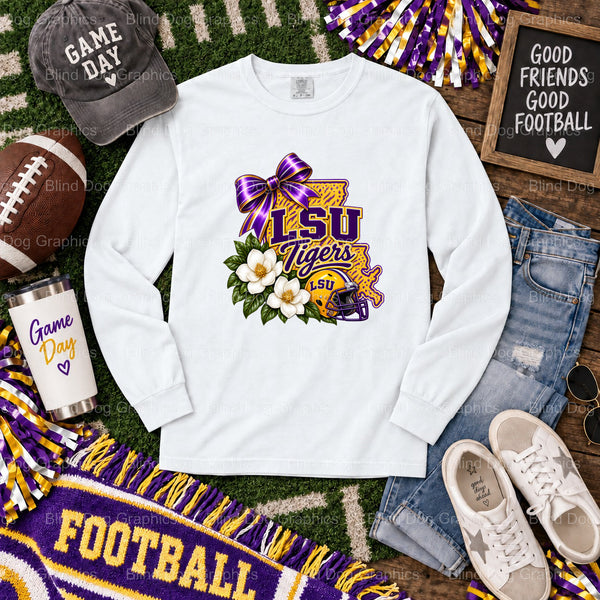 LSU Football Helmet Paw Print - Premade DTF Transfer (view 1 of 2) – by Blind Dog Graphics – Premade Transfers – LSU, Coll...