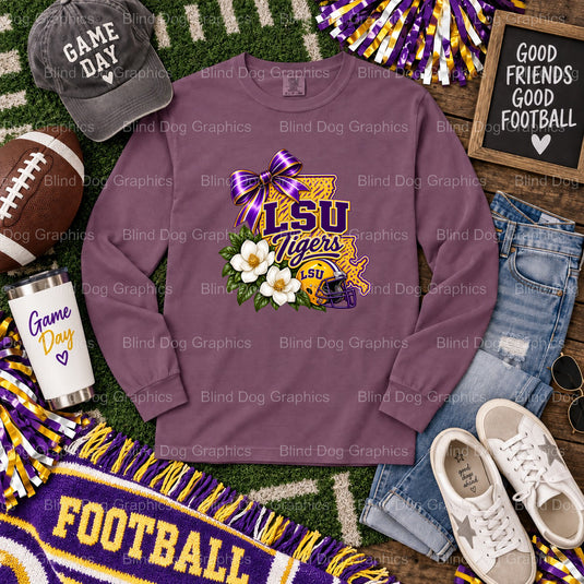 LSU Football Helmet Paw Print - Premade DTF Transfer (view 2 of 2) – by Blind Dog Graphics – Premade Transfers – LSU, Coll...