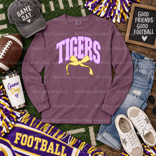 LSU TIGERS Purple & Gold Distressed Tiger Head - Premade DTF Transfer (view 2 of 2) – by Blind Dog Graphics – Premade Tran...