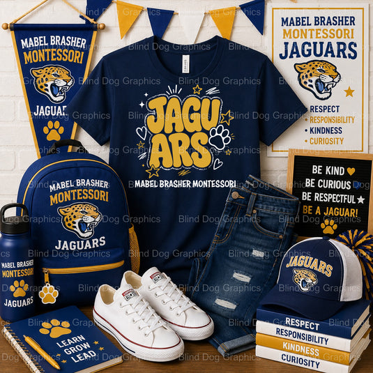 MABEL BRASHER MONTESSORI JAGS – Mabel Brasher Montessori School Premade DTF Transfer (view 4 of 4) – by Blind Dog Graphics...