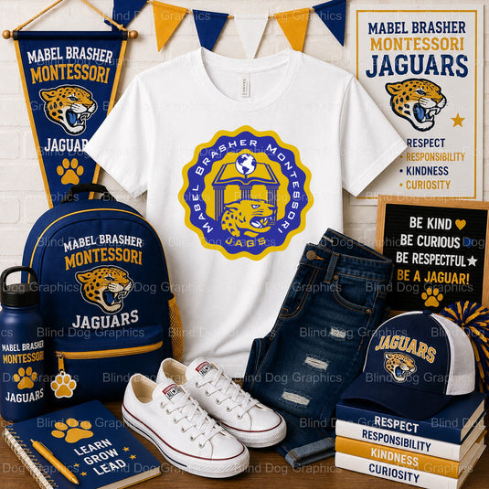 Mabel Brasher Montessori School JAGUARS Mascot Premade DTF Transfer (view 2 of 4) – by Blind Dog Graphics – Premade Transf...