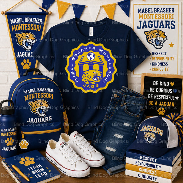 Mabel Brasher Montessori School JAGUARS Mascot Premade DTF Transfer (view 4 of 4) – by Blind Dog Graphics – Premade Transf...