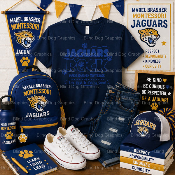 MABEL BRASHER MONTESSORI SCHOOL – JAGUARS – THE BEST BLUE Premade DTF Transfer (view 4 of 4) – by Blind Dog Graphics – Pre...