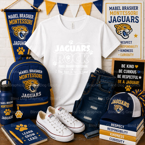 MABEL BRASHER MONTESSORI SCHOOL JAGUARS THE BEST Premade DTF Transfer (view 1 of 4) – by Blind Dog Graphics – Premade Tran...