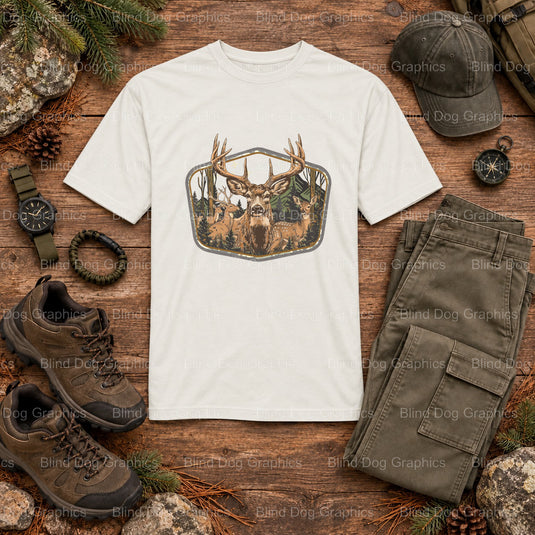 Majestic Buck - Hunting DTF Transfer (view 2 of 2) – by Blind Dog Graphics – Premade Transfers – Hunting, Outdoors