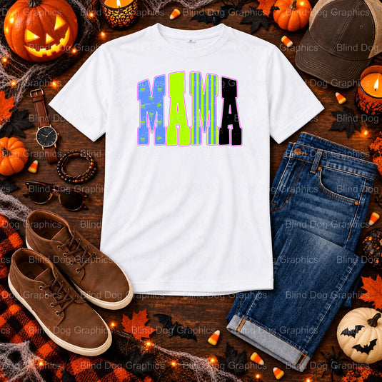 Mama Peace Sign Skeleton Hand – Halloween Premade DTF Transfer (view 1 of 2) – by Blind Dog Graphics – Premade Transfers –...