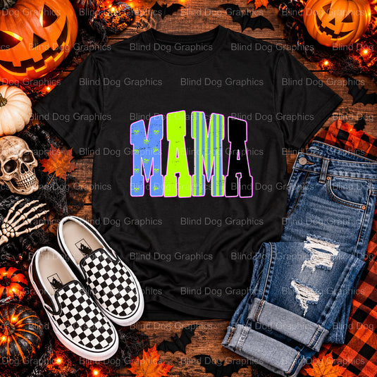Mama Peace Sign Skeleton Hand – Halloween Premade DTF Transfer (view 2 of 2) – by Blind Dog Graphics – Premade Transfers –...