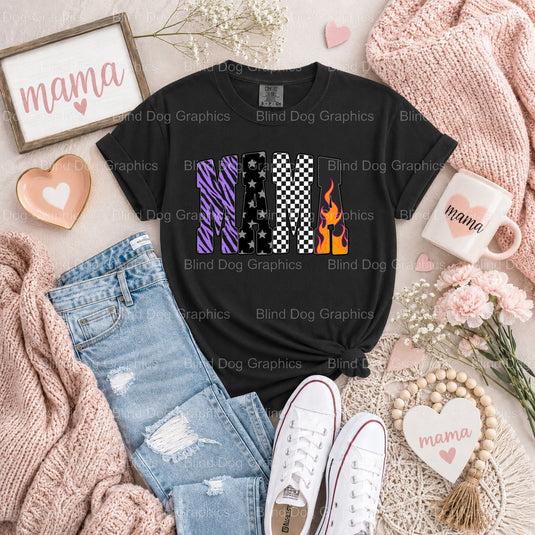 MAMA Purple Zebra Flame - Premade DTF Transfer (view 2 of 2) – by Blind Dog Graphics – Premade Transfers – Mama, Mom Life