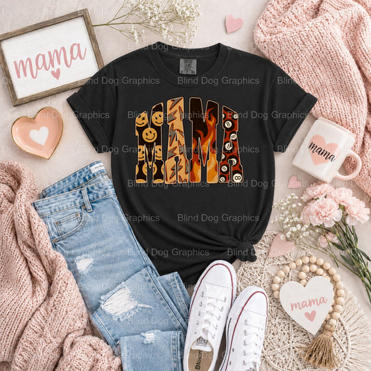 MAMA Smiley Lightning - Mama Premade DTF Transfer (view 2 of 2) – by Blind Dog Graphics – Premade Transfers – Mama, Mom Life