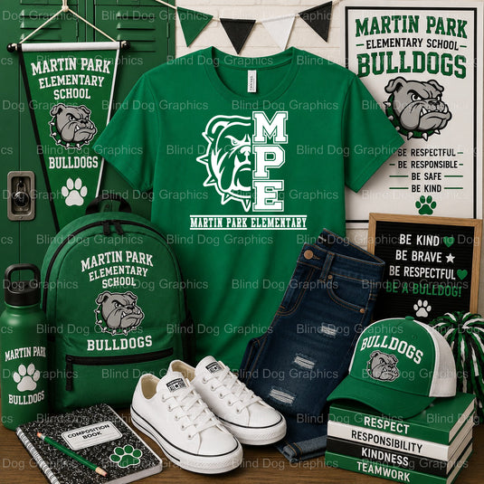 Martin Park Elementary Bulldogs Mascot Head – Martin Park Elementary School Premade DTF Transfer (view 1 of 2) – by Blind...
