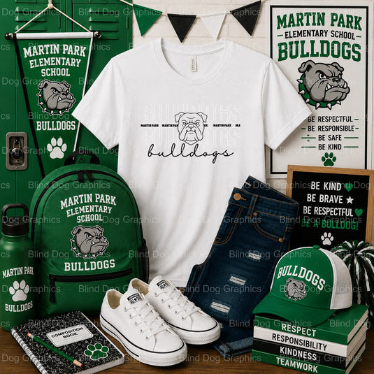MARTIN PARK ELEMENTARY SCHOOL Bull Dog Logo – Martin Park Elementary School Premade DTF Transfer (view 2 of 2) – by Blind...