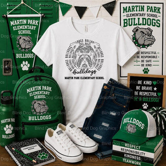 MARTIN PARK ELEMENTARY SCHOOL Bulldog & Paw Print – Martin Park Elementary School Premade DTF Transfer (view 2 of 2) – by...