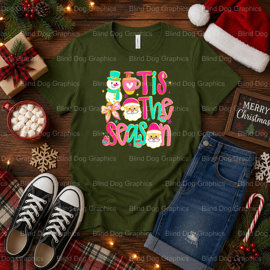 MERRY & BRIGHT – Christmas Premade DTF Transfer (view 1 of 2) – by Blind Dog Graphics – Premade Transfers – Christmas, Hol...