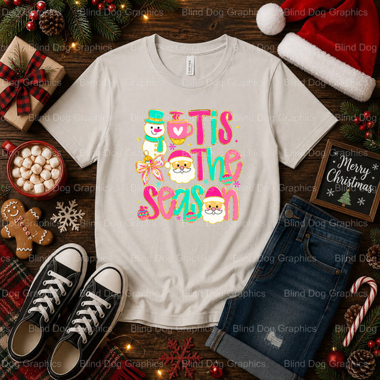 MERRY & BRIGHT – Christmas Premade DTF Transfer (view 2 of 2) – by Blind Dog Graphics – Premade Transfers – Christmas, Hol...