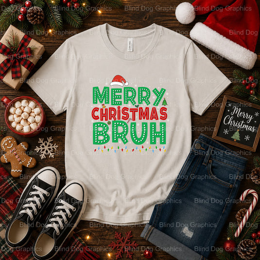 MERRY CHRISTMAS BRUH – Christmas Premade DTF Transfer (view 2 of 2) – by Blind Dog Graphics – Premade Transfers – Christma...