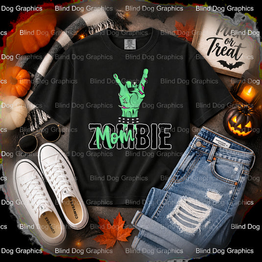 MOMBIE – Halloween Premade DTF Transfer (view 2 of 2) – by Blind Dog Graphics – Premade Transfers – Halloween, DTF Transfers