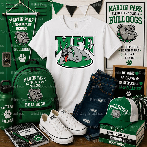 MPE Founded 2024 Crest – Martin Park Elementary School Premade DTF Transfer (view 1 of 2) – by Blind Dog Graphics – Premad...