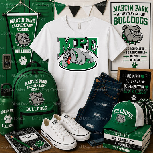 MPE Founded 2024 Crest – Martin Park Elementary School Premade DTF Transfer (view 1 of 2) – by Blind Dog Graphics – Premad...