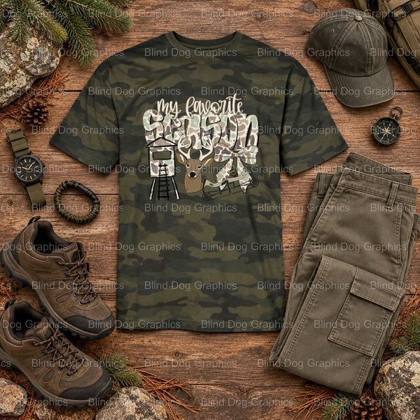 MY FAVORITE SEASON DEER BOW - Hunting DTF Transfer (view 1 of 2) – by Blind Dog Graphics – Premade Transfers – Hunting, Ou...