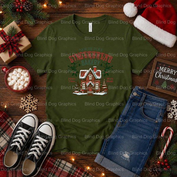 North Pole Ginger Bread Bakery Fresh Baked Daily – Christmas Premade DTF Transfer (view 2 of 2) – by Blind Dog Graphics –...