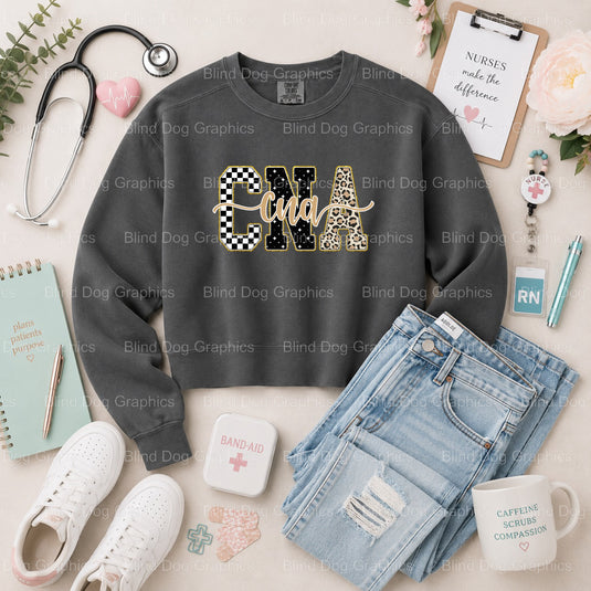 NURSE CNA Glitter Distressed - Nurse Premade DTF Transfer (view 2 of 2) – by Blind Dog Graphics – Premade Transfers – Nurs...