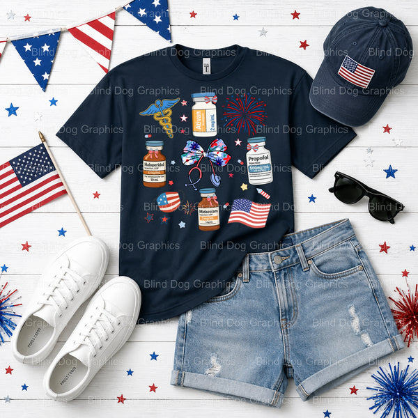 NURSE OF AMERICA – Fourth Of July DTF Transfer (view 1 of 2) – by Blind Dog Graphics – Premade Transfers – Fourth Of July,...