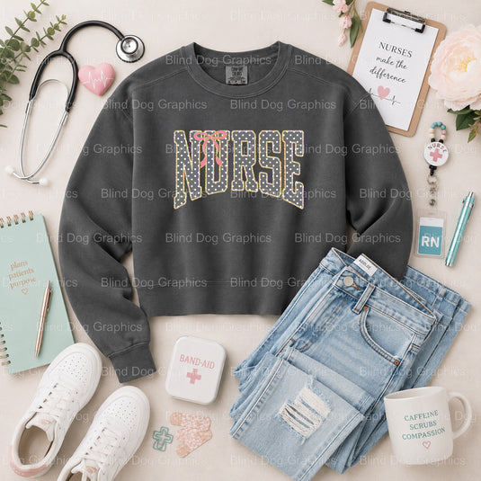NURSE Polka Dot Stethoscope - Premade DTF Transfer (view 1 of 2) – by Blind Dog Graphics – Premade Transfers – Nurse, Nursing