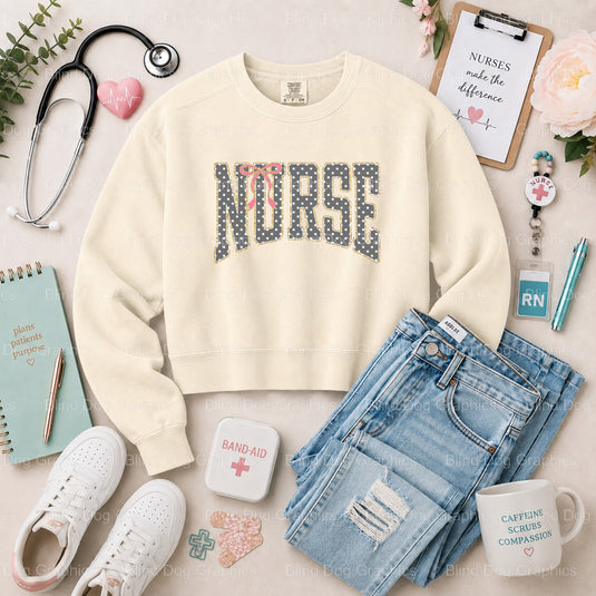 NURSE Polka Dot Stethoscope - Premade DTF Transfer (view 2 of 2) – by Blind Dog Graphics – Premade Transfers – Nurse, Nursing